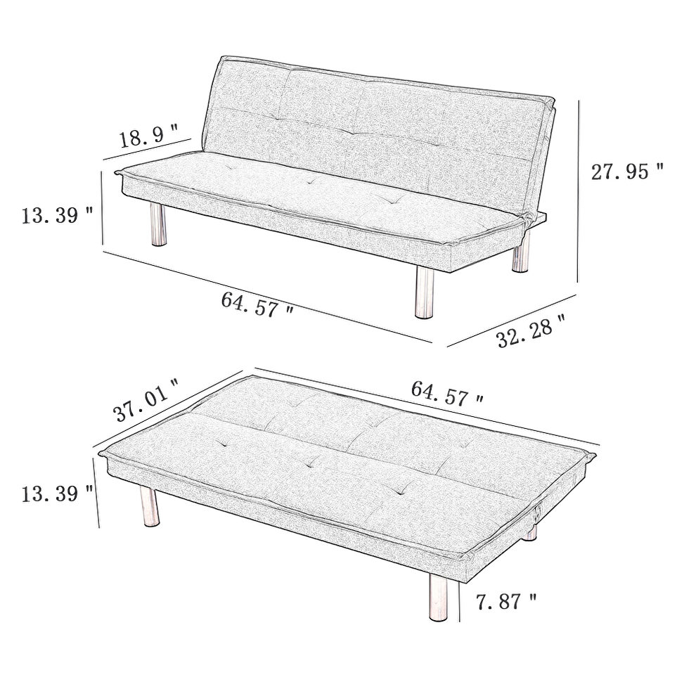 Gray pu leather convertible folding futon sofa bed by La Spezia additional picture 2
