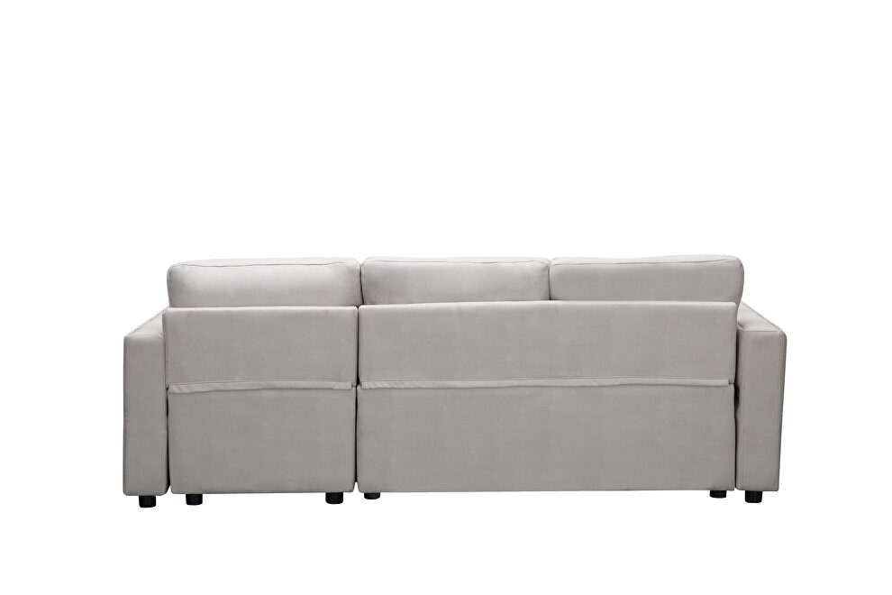 Beige leathaire reversible sleeper sectional sofa with storage by La Spezia additional picture 7