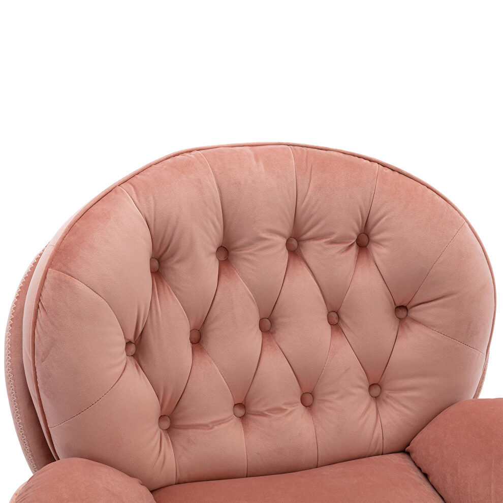 Pink soft velvet fabric accent chair with ottoman by La Spezia additional picture 2