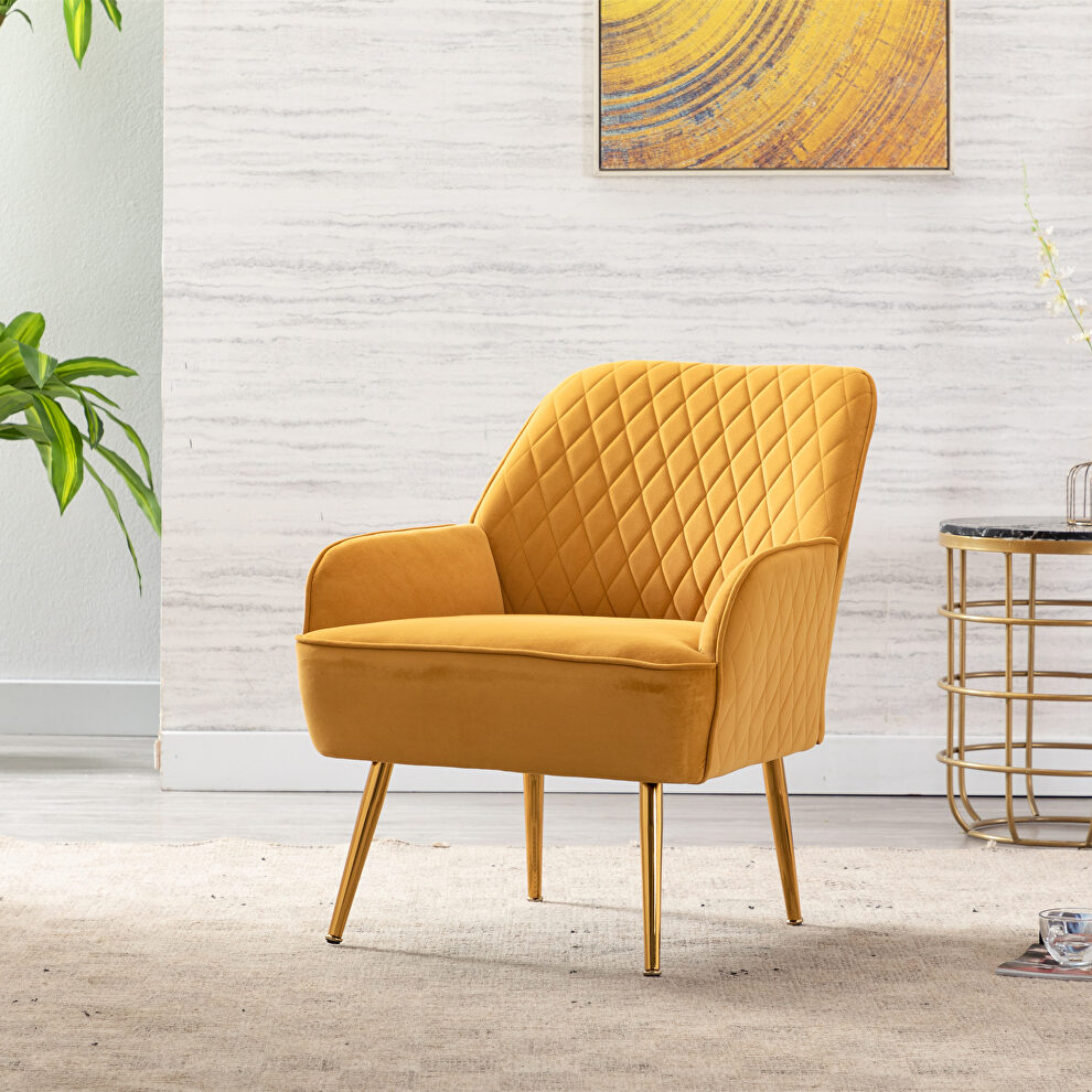 Modern yellow soft velvet material accent chair by La Spezia additional picture 14