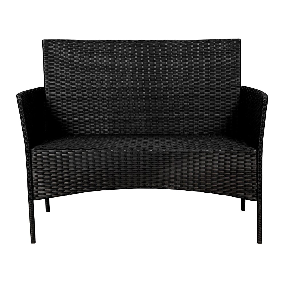 Outdoor garden sets patio furniture 4-piece black pe rattan wicker gray cushioned sofa conversation sets with coffee table by La Spezia additional picture 13