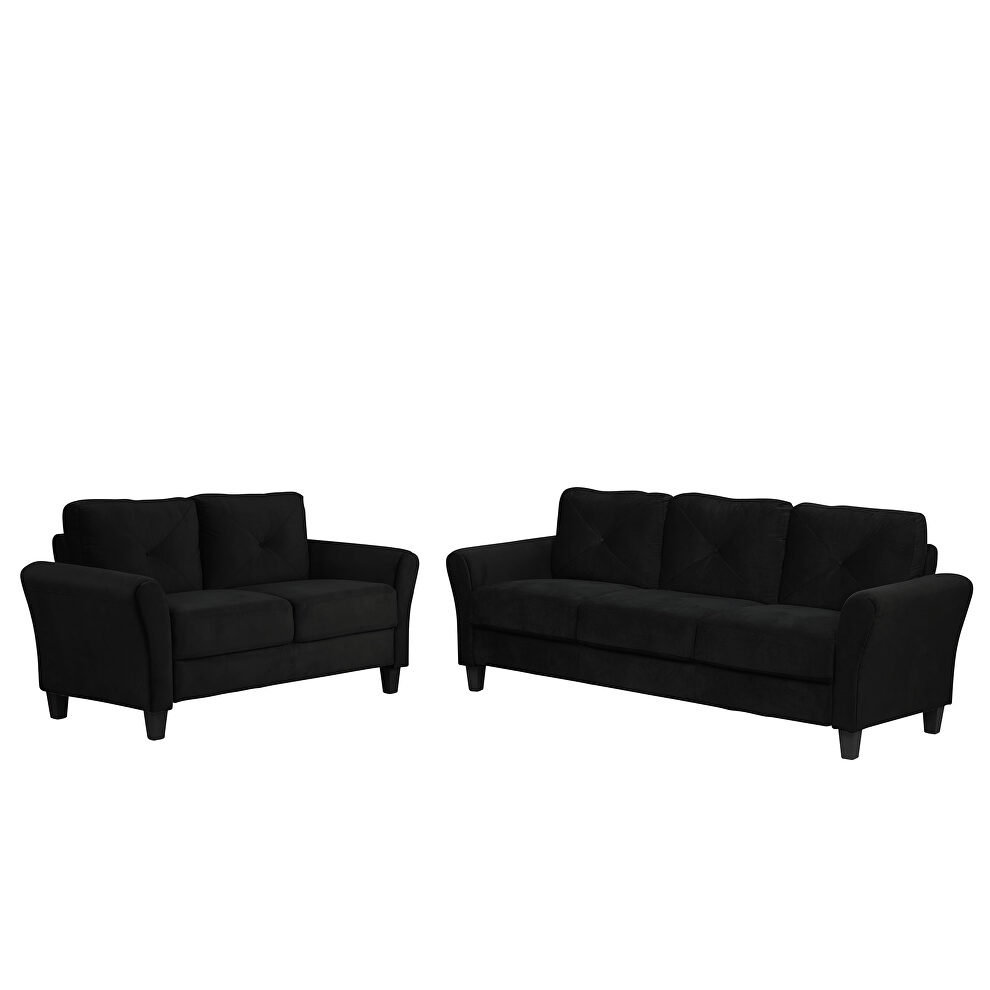 Loveseat black fabric sofa with extra padded cushioning by La Spezia additional picture 3