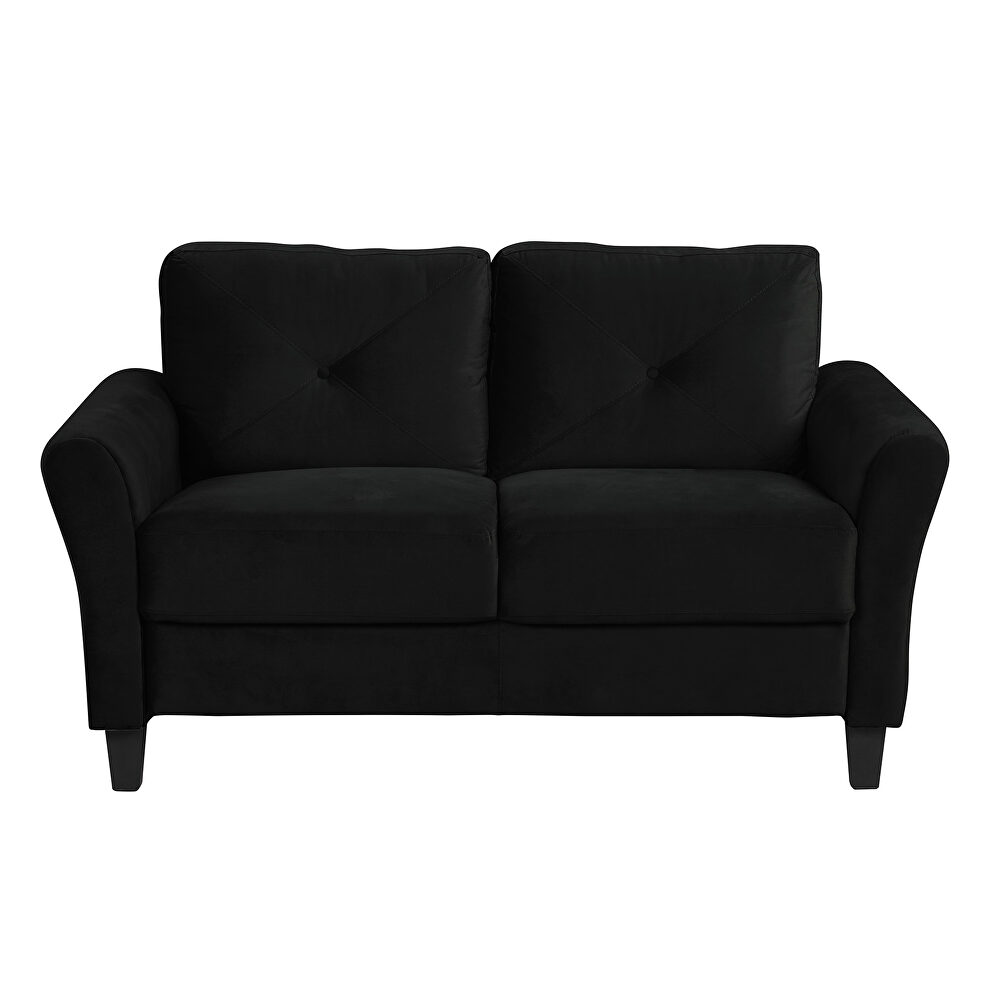 Loveseat black fabric sofa with extra padded cushioning by La Spezia additional picture 5