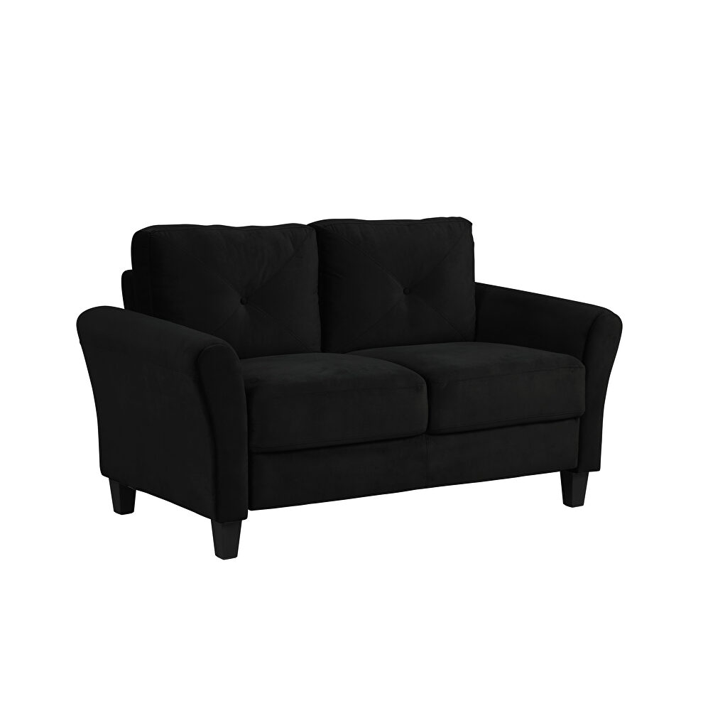 Loveseat black fabric sofa with extra padded cushioning by La Spezia additional picture 6