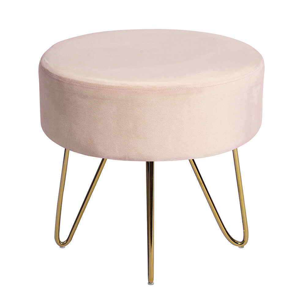 Pink and gold decorative round shaped ottoman with metal legs by La Spezia additional picture 6