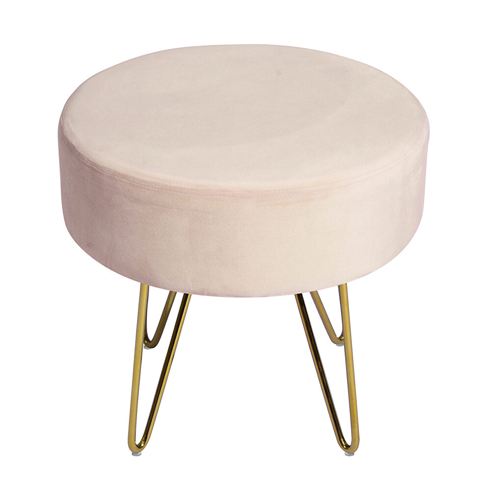 Pink and gold decorative round shaped ottoman with metal legs by La Spezia additional picture 8
