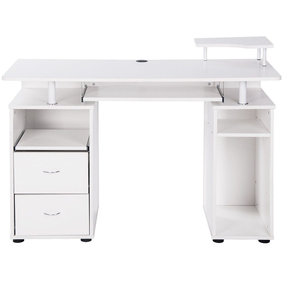 White home office computer desk with pull-out keyboard tray and drawers by La Spezia additional picture 11