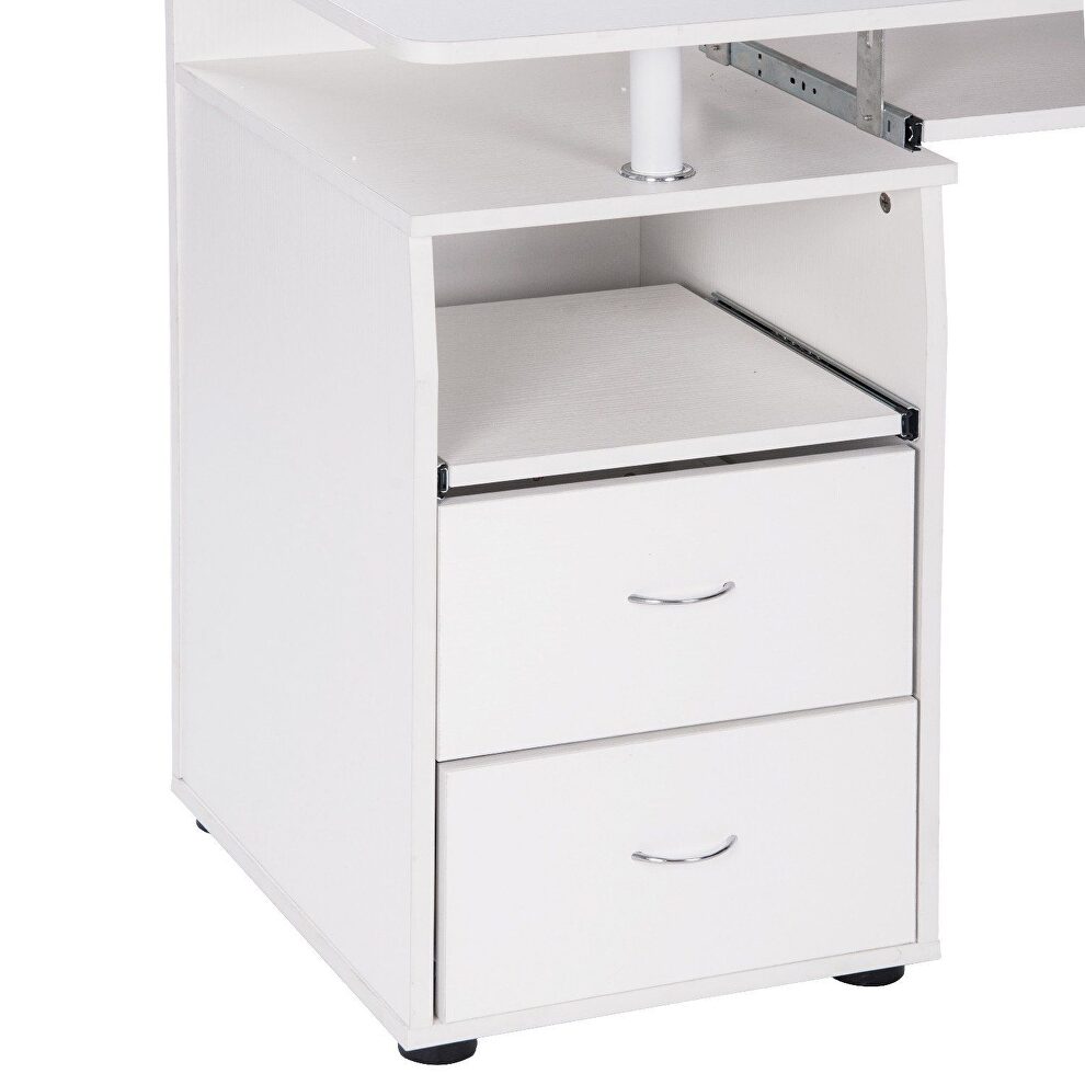 White home office computer desk with pull-out keyboard tray and drawers by La Spezia additional picture 8
