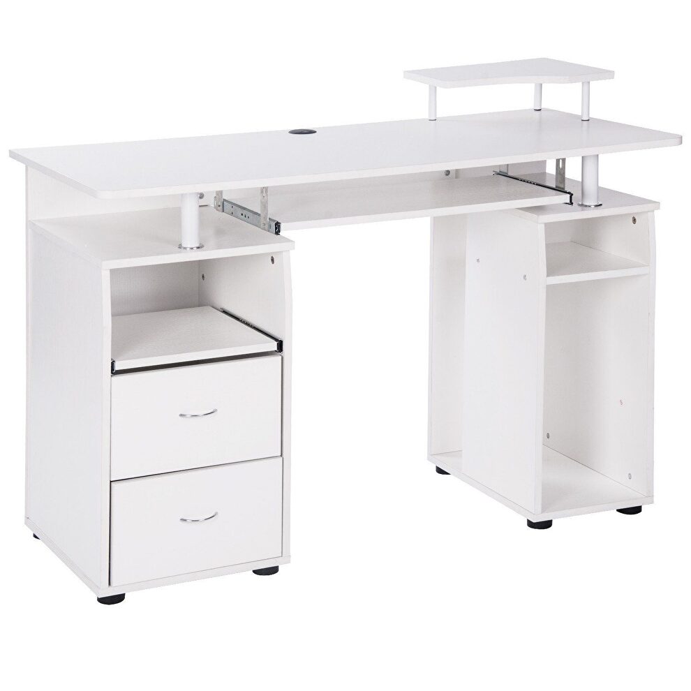 White home office computer desk with pull-out keyboard tray and drawers by La Spezia additional picture 9