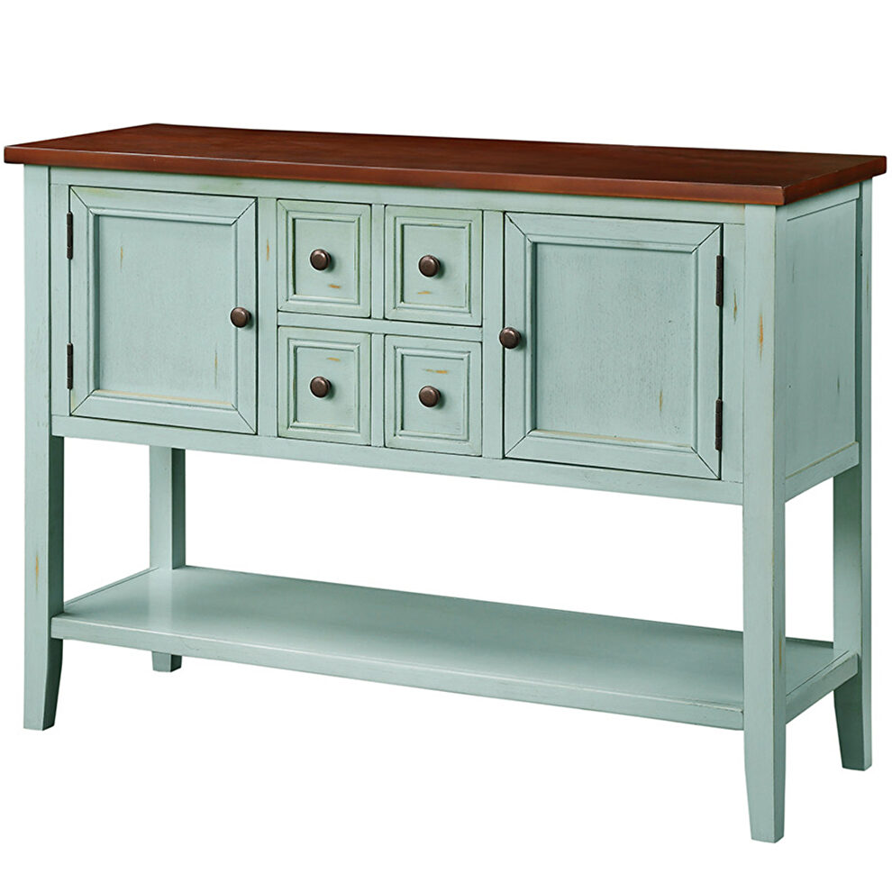 Retro blue cambridge series buffet sideboard console table with bottom shelf by La Spezia additional picture 11