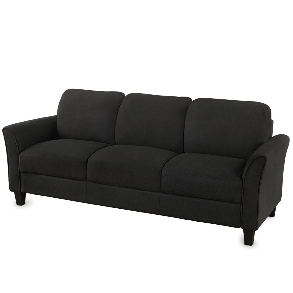 3-seat black linen fabric sofa by La Spezia additional picture 2
