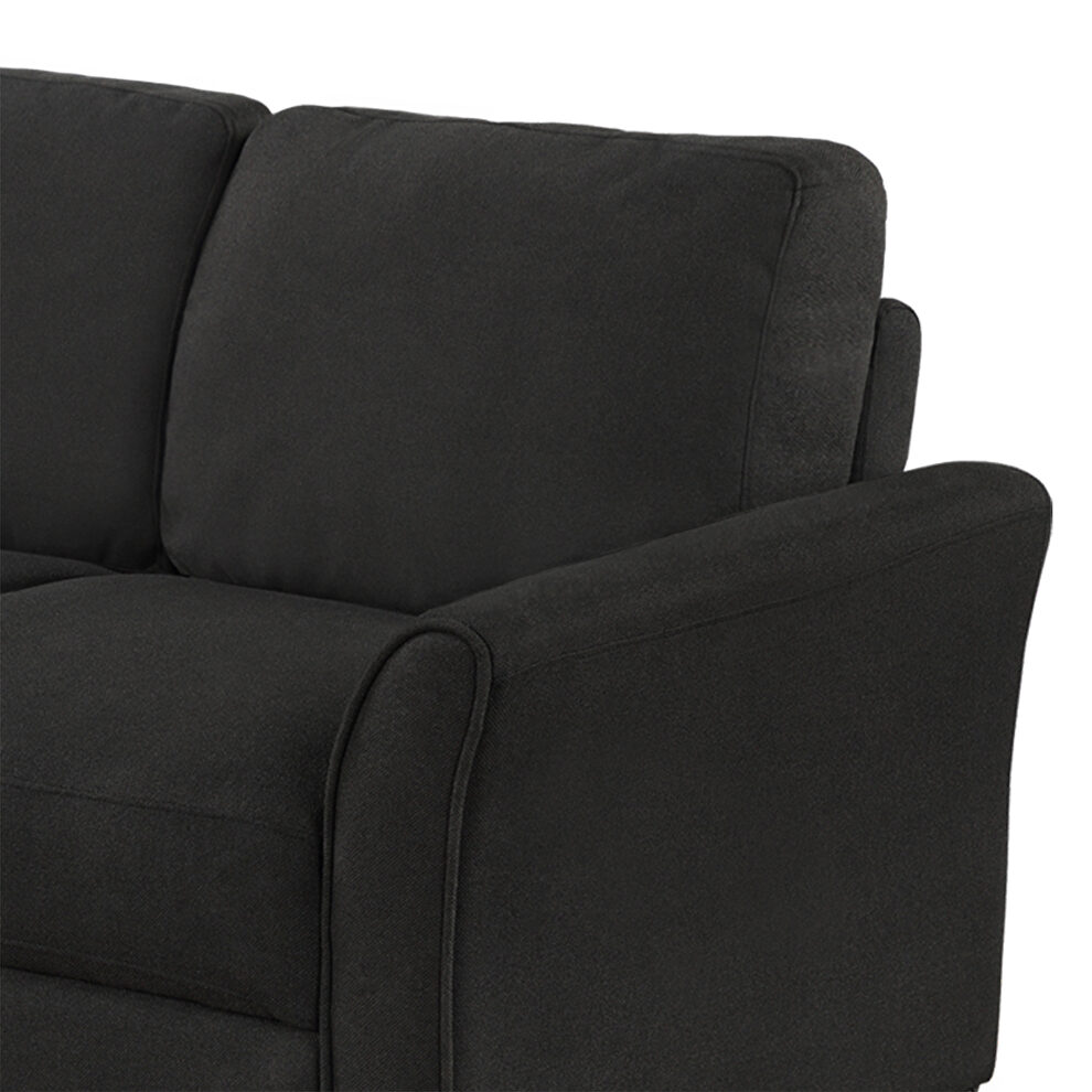 3-seat black linen fabric sofa by La Spezia additional picture 10
