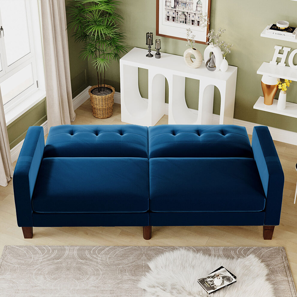 Sofa bed blue velvet fabric upholstery living room sofa by La Spezia additional picture 14