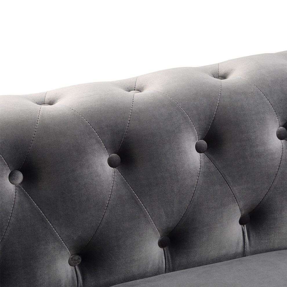 Dark gray velvet upholstery chesterfield sofa deep button tufted by La Spezia additional picture 4