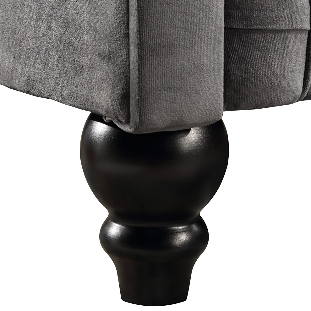 Dark gray velvet upholstery chesterfield sofa deep button tufted by La Spezia additional picture 7
