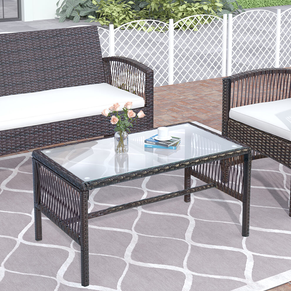 Brown rattan chair, sofa and table patio 4 piece set by La Spezia additional picture 18