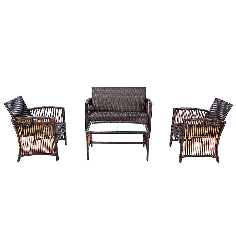 Brown rattan chair, sofa and table patio 4 piece set by La Spezia additional picture 10
