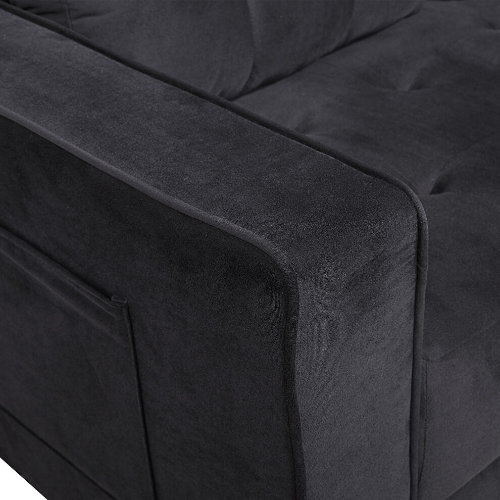 Black velvet morden style three seat sofa by La Spezia additional picture 11
