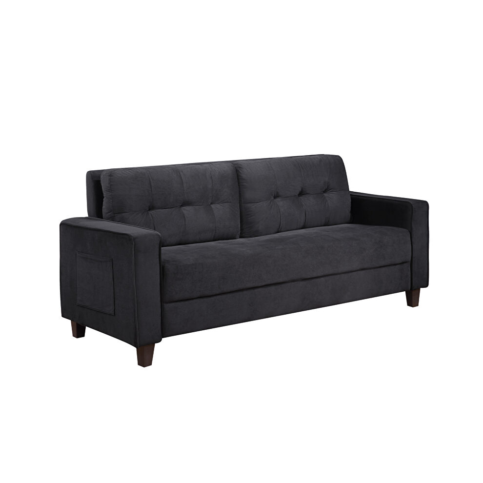 Black velvet morden style three seat sofa by La Spezia additional picture 9