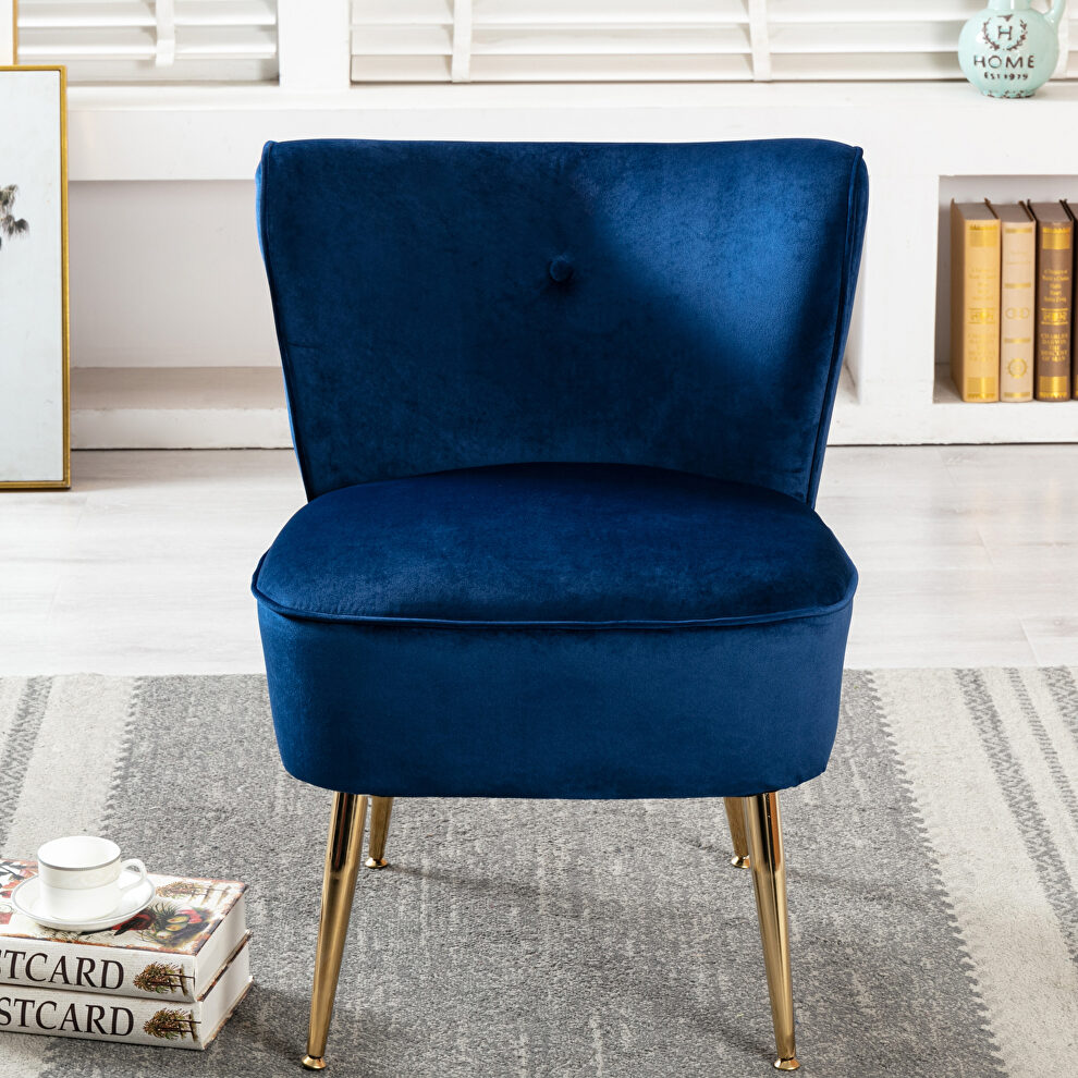 Accent living room side wingback chair navy velvet fabric by La Spezia additional picture 6