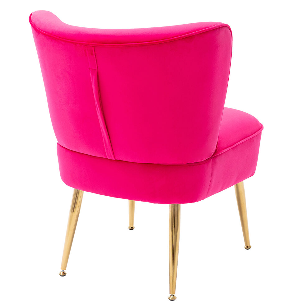 Accent living room side wingback chair fuchsia velvet fabric by La Spezia additional picture 2