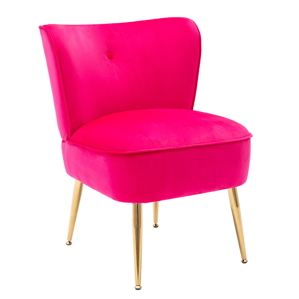 Accent living room side wingback chair fuchsia velvet fabric by La Spezia additional picture 3