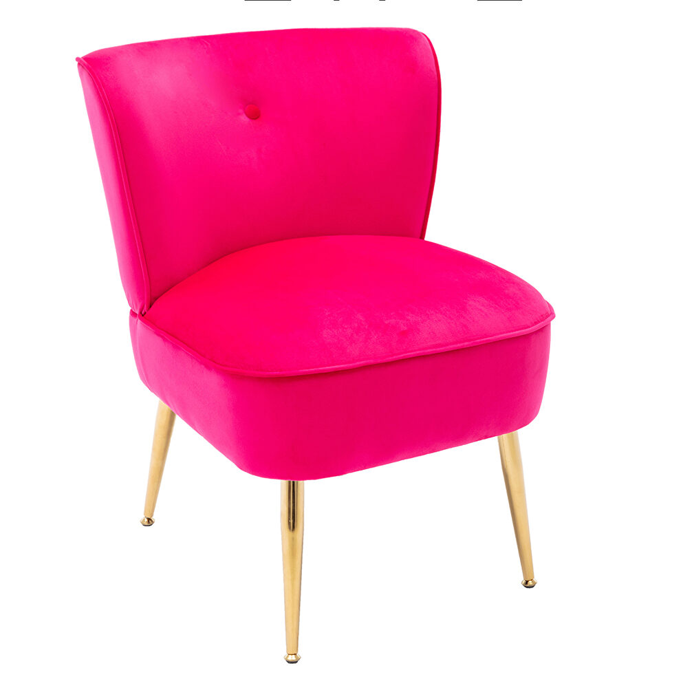 Accent living room side wingback chair fuchsia velvet fabric by La Spezia additional picture 4