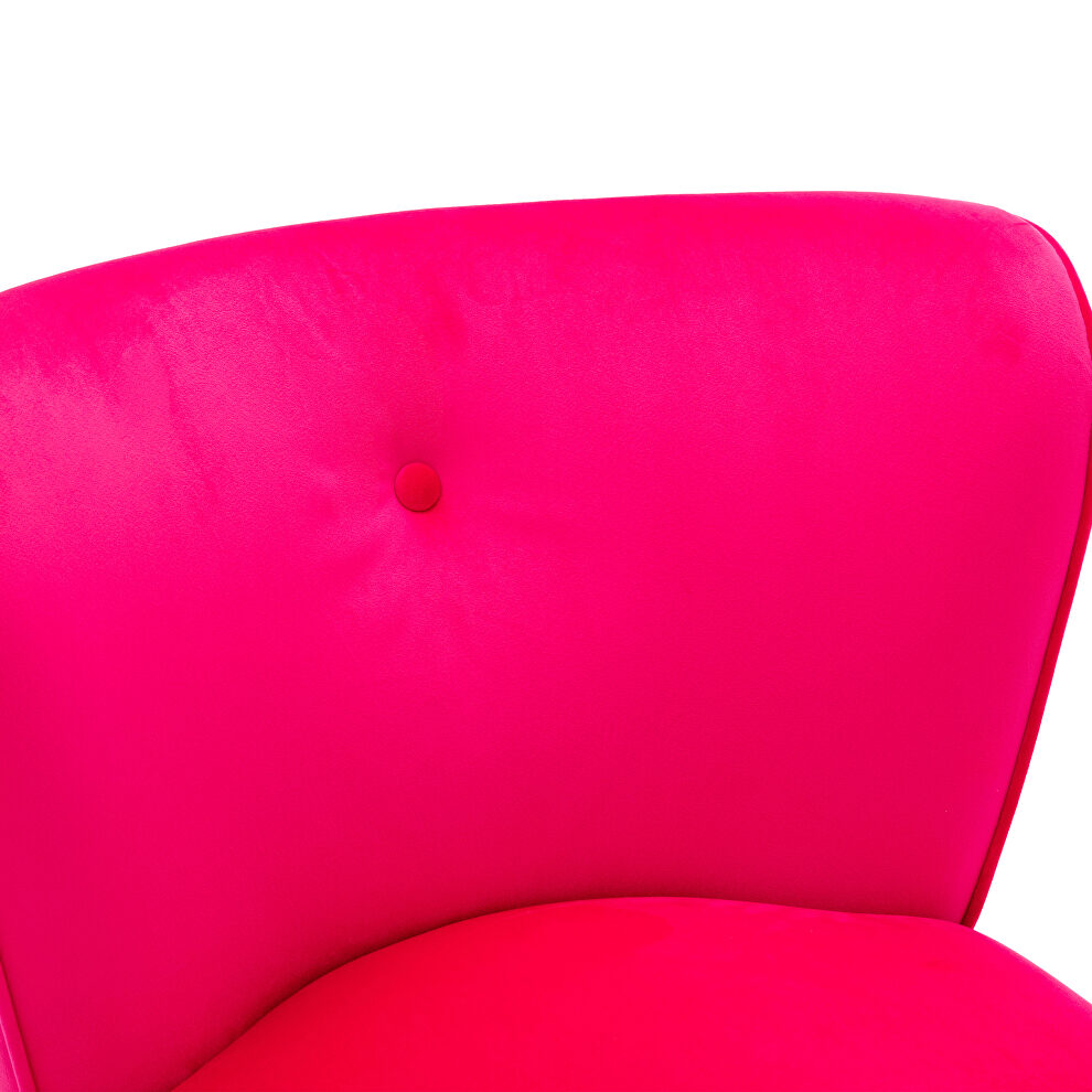 Accent living room side wingback chair fuchsia velvet fabric by La Spezia additional picture 6