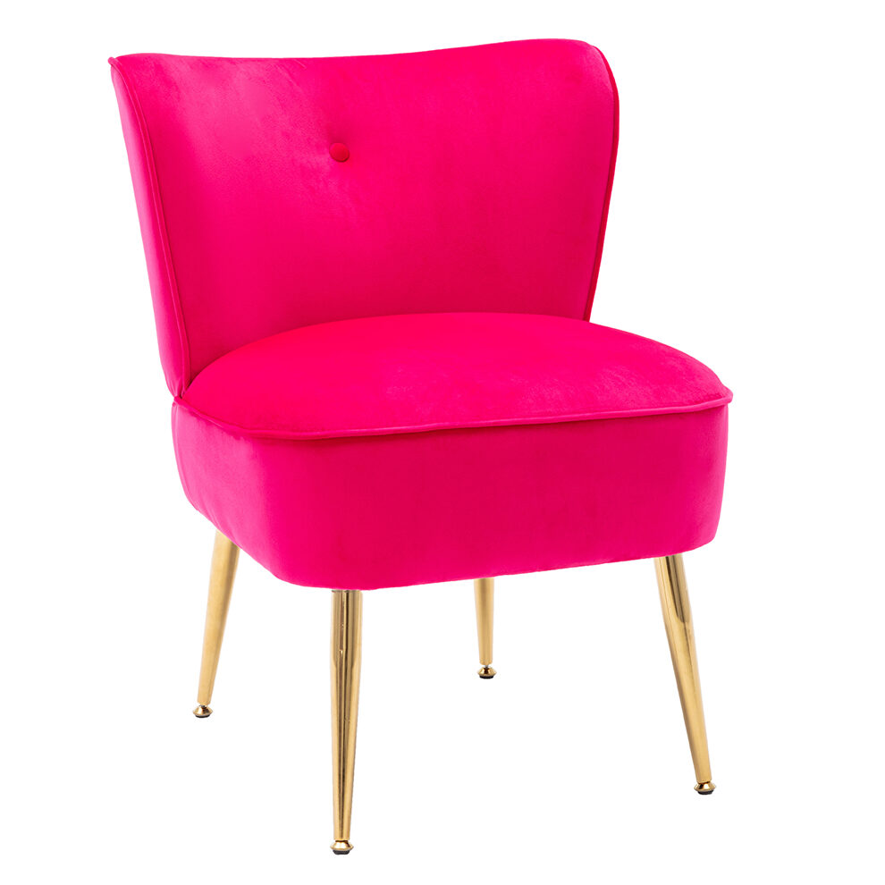 Accent living room side wingback chair fuchsia velvet fabric by La Spezia additional picture 7