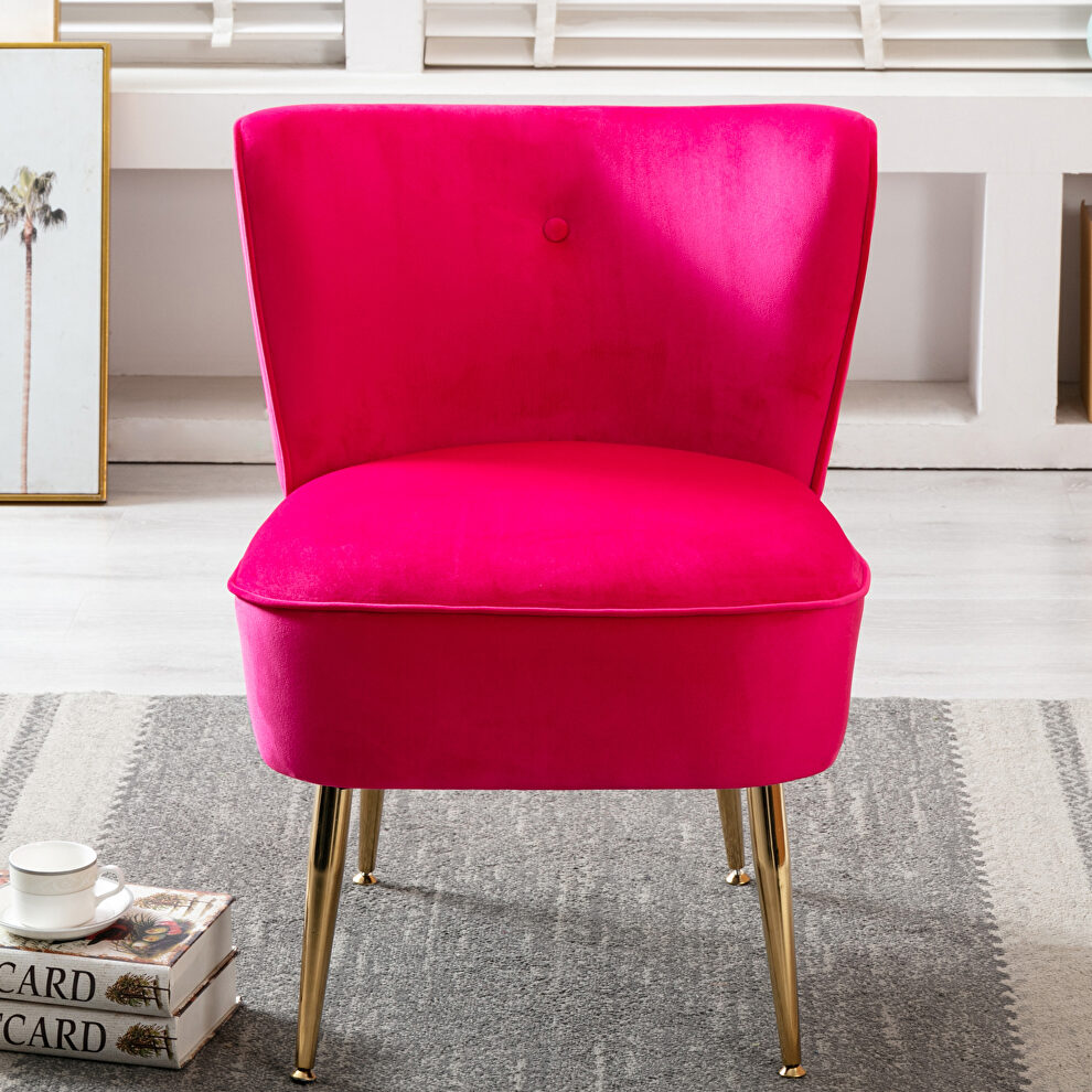 Accent living room side wingback chair fuchsia velvet fabric by La Spezia additional picture 9