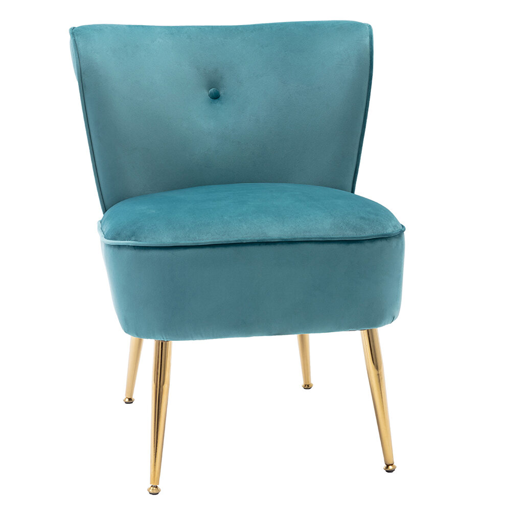 Accent living room side wingback chair teal blue velvet fabric by La Spezia additional picture 2