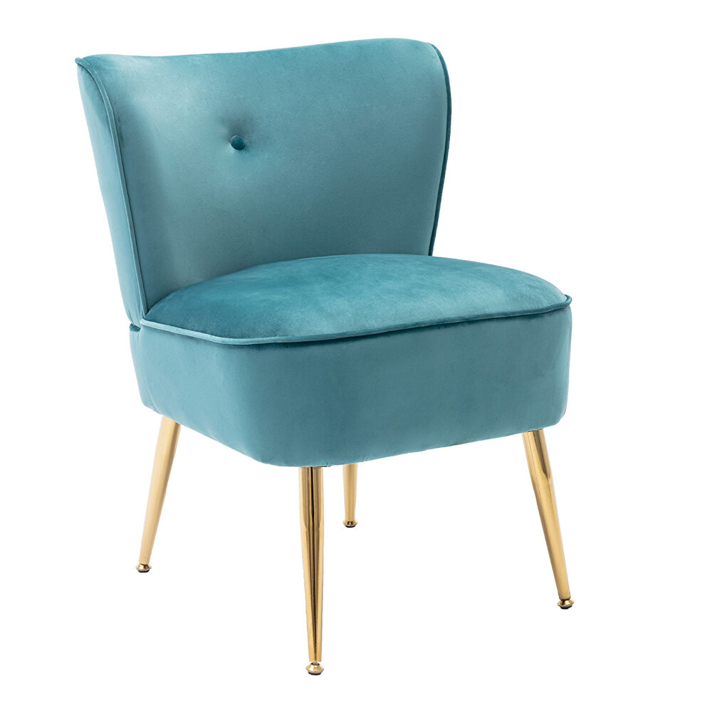 Accent living room side wingback chair teal blue velvet fabric by La Spezia additional picture 3