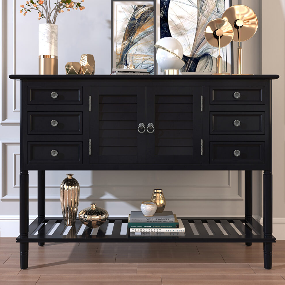 Black wood ustyle modern console sofa table by La Spezia additional picture 9