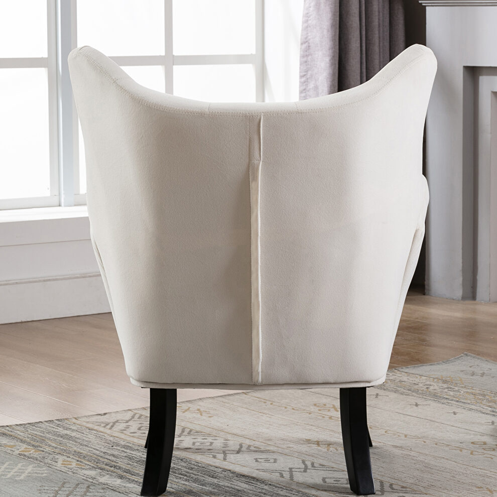 Beige velvet wingback modern tufted accent chair by La Spezia additional picture 11
