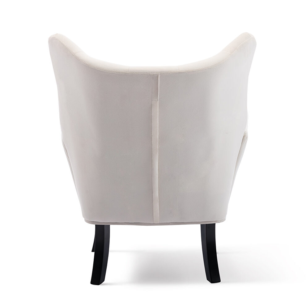 Beige velvet wingback modern tufted accent chair by La Spezia additional picture 4