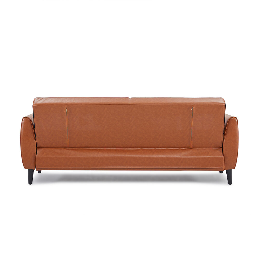Brown pu leather modern convertible folding futon sofa bed with storage box by La Spezia additional picture 4