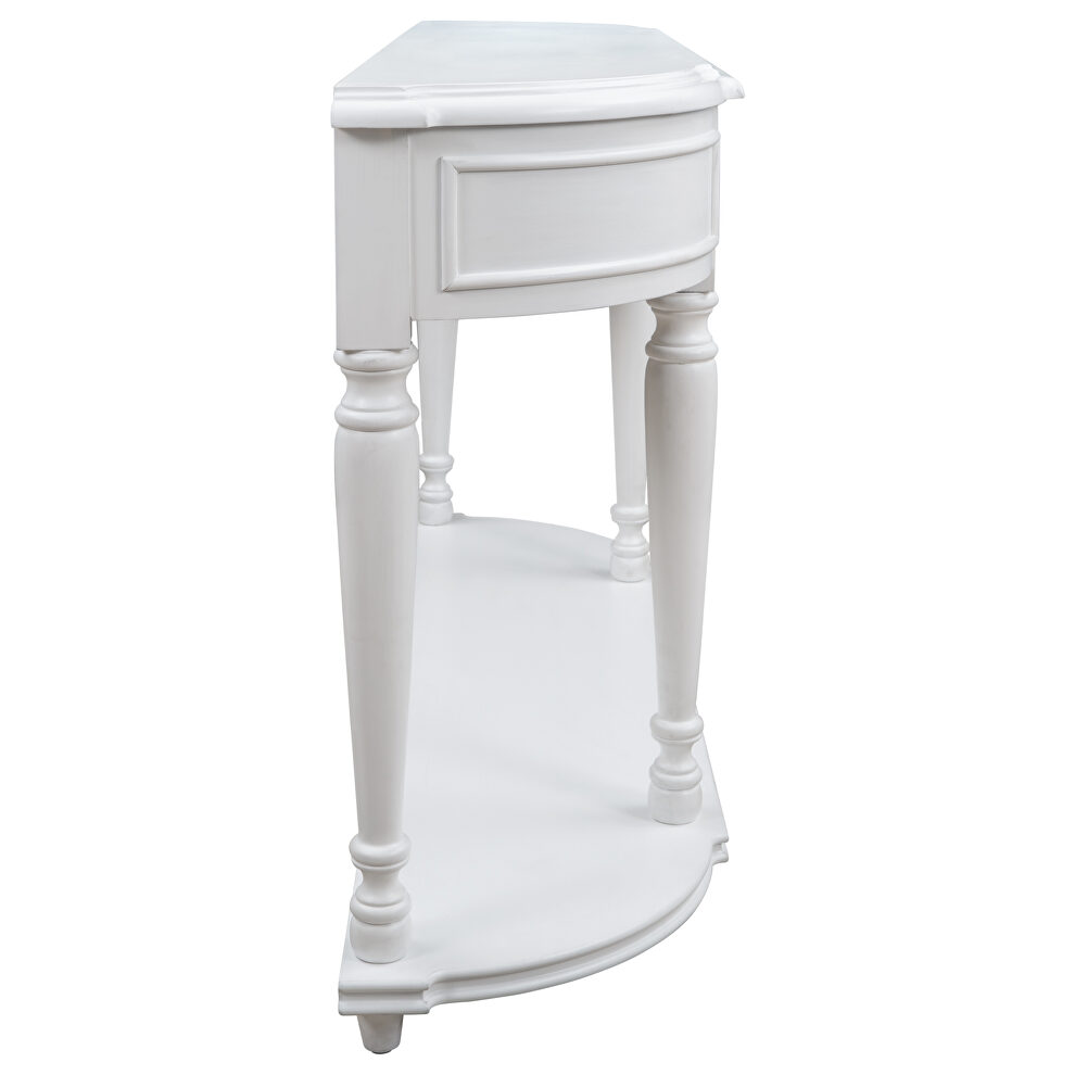 Antique white retro circular curved design console table with open style shelf by La Spezia additional picture 12