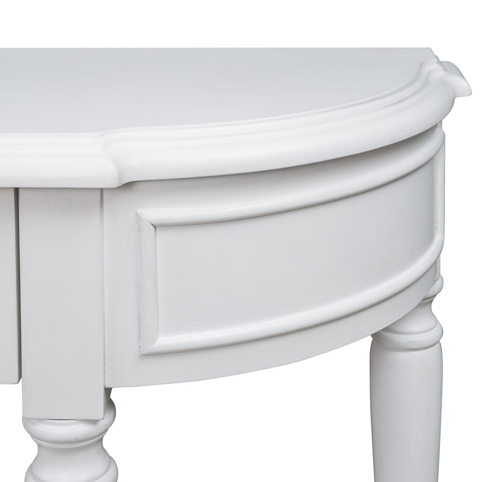 Antique white retro circular curved design console table with open style shelf by La Spezia additional picture 7