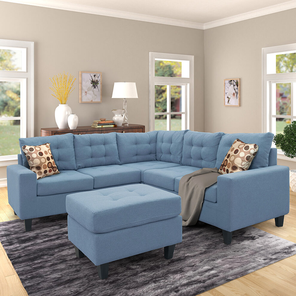 U_style blue line-like symmetrical sectioanl sofa with ottoman by La Spezia additional picture 10