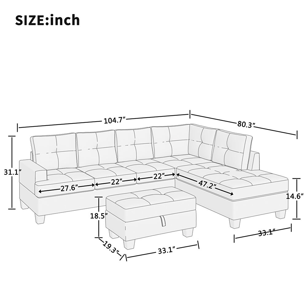 Dark gray l-shape sofa sectional matching storage ottoman and cup holders by La Spezia additional picture 2