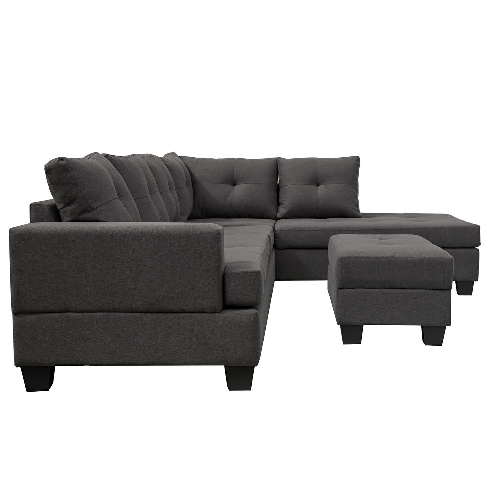 Dark gray l-shape sofa sectional matching storage ottoman and cup holders by La Spezia additional picture 9