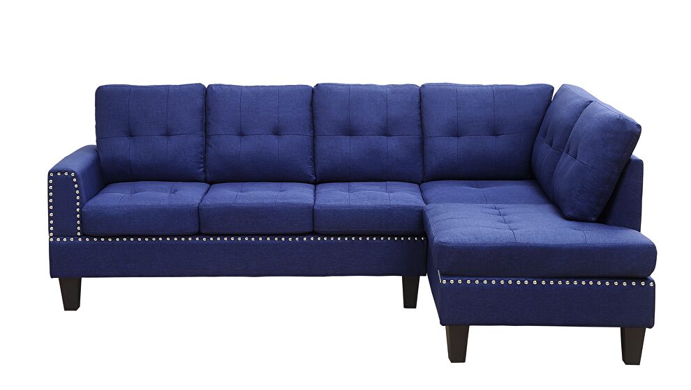 Blue linen right facing sectional sofa by La Spezia additional picture 2