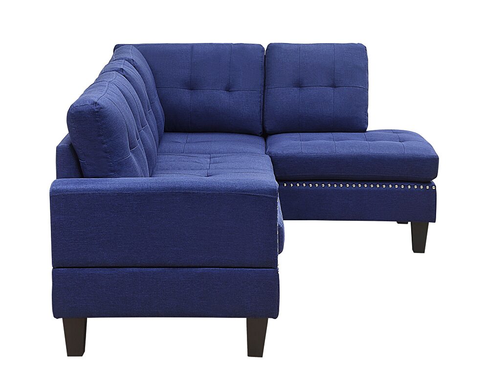 Blue linen right facing sectional sofa by La Spezia additional picture 6