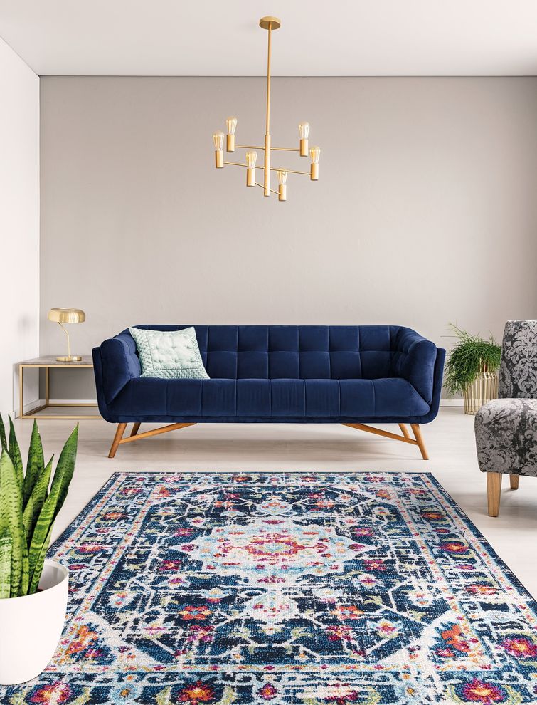Jewel 5'2 X 7'2 Transitional & Contemporary  Medallion & Distressed Navy Blue area rug by Mod-Arte additional picture 6