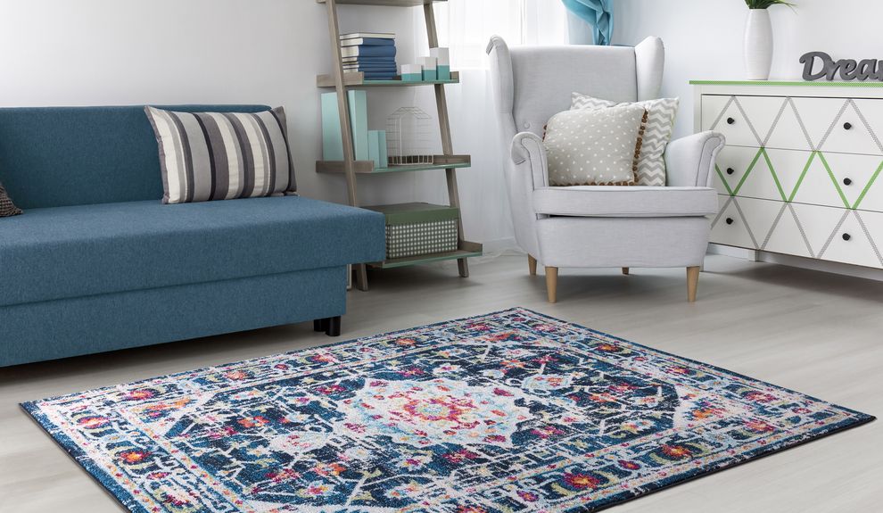 Jewel 5'2 X 7'2 Transitional & Contemporary  Medallion & Distressed Navy Blue area rug by Mod-Arte additional picture 7