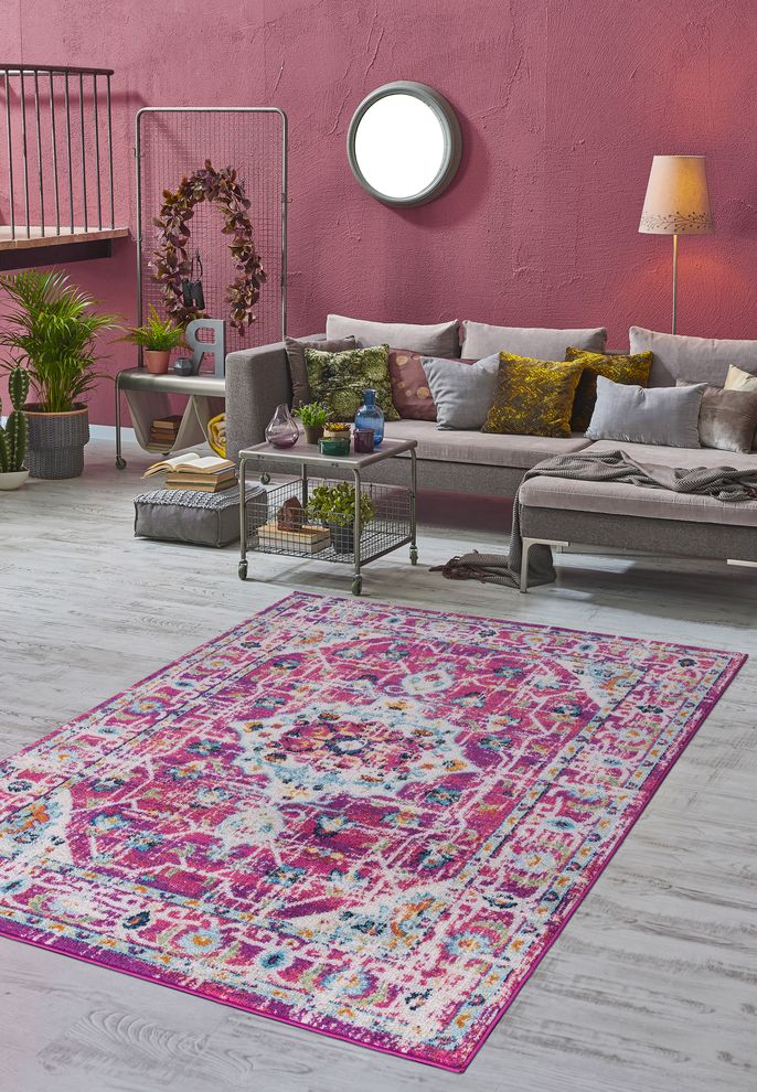 Jewel 5'2 X 7'2 ransitional & Contemporary Medallion & Distressed Purple area rug by Mod-Arte additional picture 5