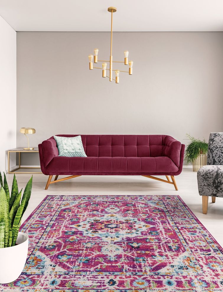 Jewel 5'2 X 7'2 ransitional & Contemporary Medallion & Distressed Purple area rug by Mod-Arte additional picture 6
