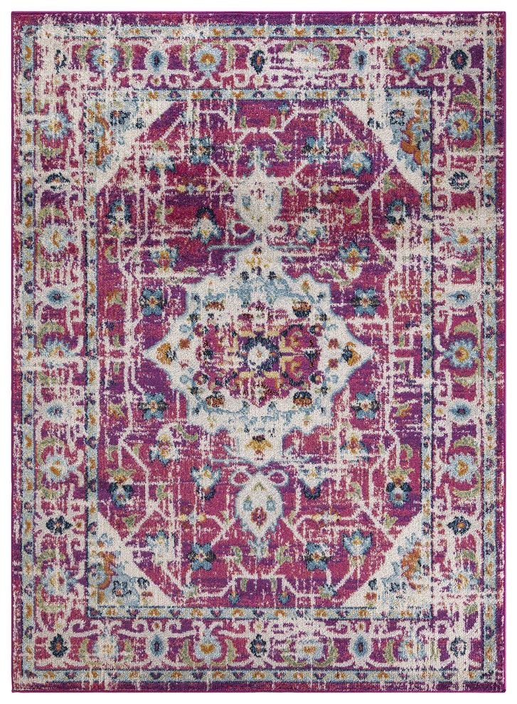 Jewel 5'2 X 7'2 ransitional & Contemporary Medallion & Distressed Purple area rug by Mod-Arte additional picture 10