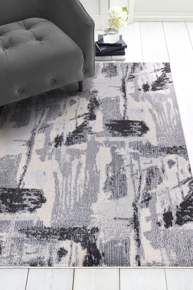 Jewel 5'2 X 7'2 Transitional & Contemporary Abstract, Geometric& Distressed Gray area rug by Mod-Arte additional picture 4