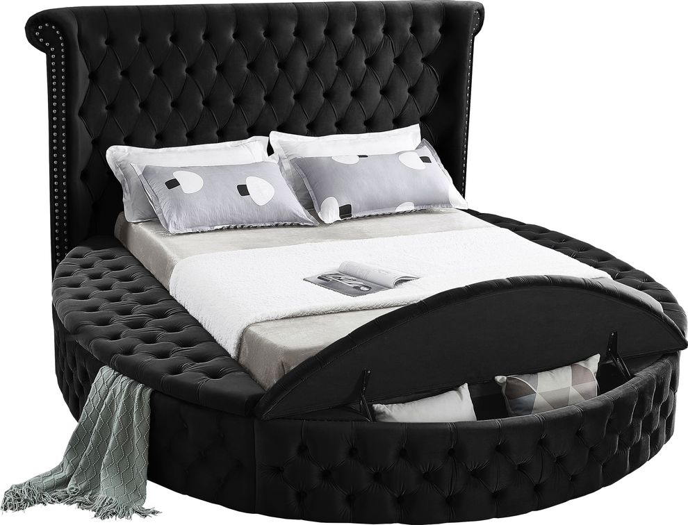 Meridian Luxus Black King Size Bed, Black Fabric King Size Bed